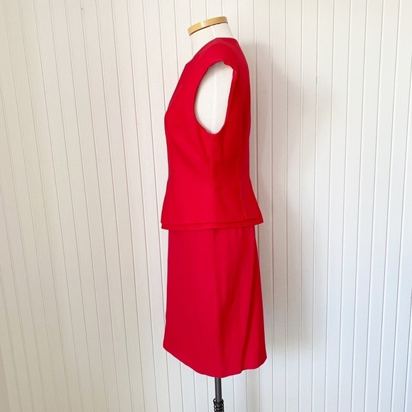 NWT Ted Baker Red Peplum Zip Front Career Dress Size 12 - Picture 5 of 11